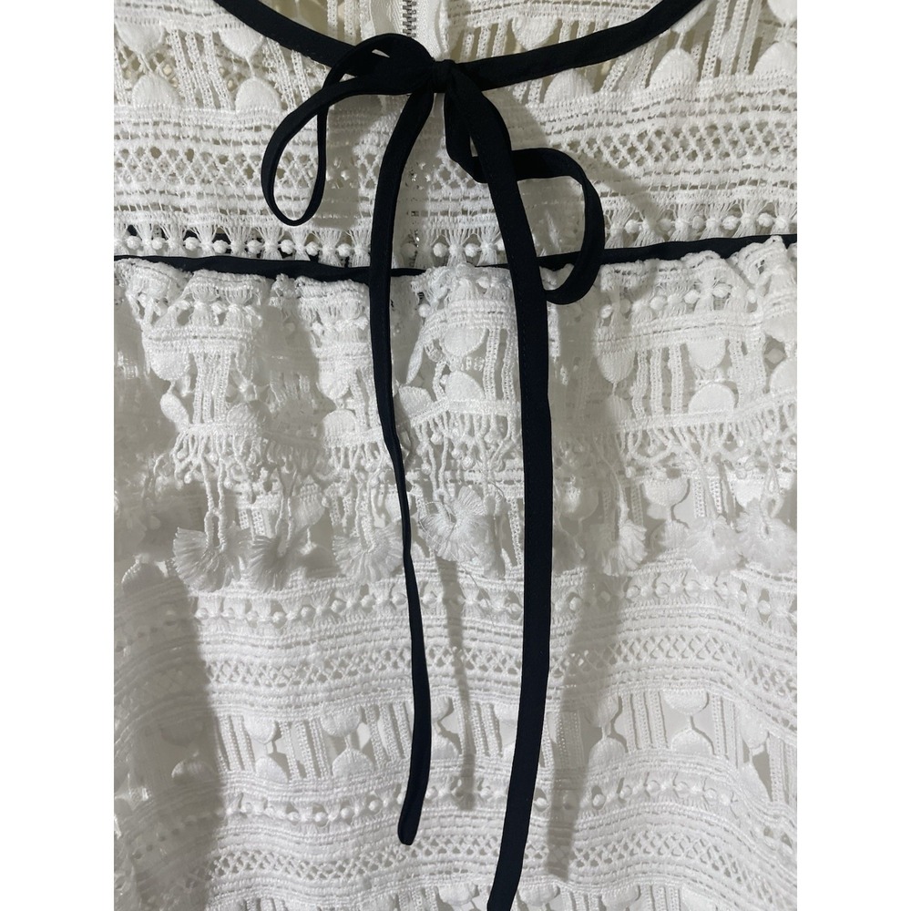 Eloquii Size 16 White Ruffle Lace A Line Dress Bow Coquette Wedding Tassel Lined - Picture 5 of 8